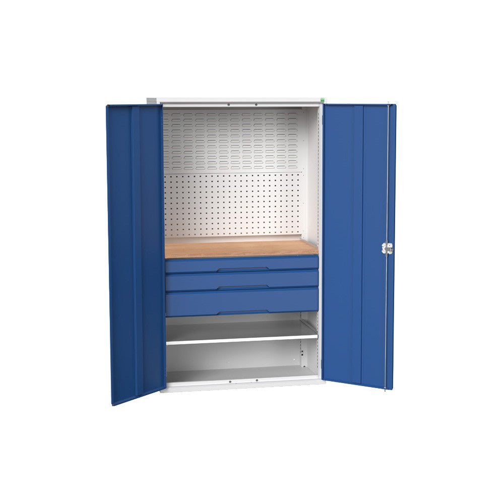 kitted cupboard with worktop & shelf & 3 drawers