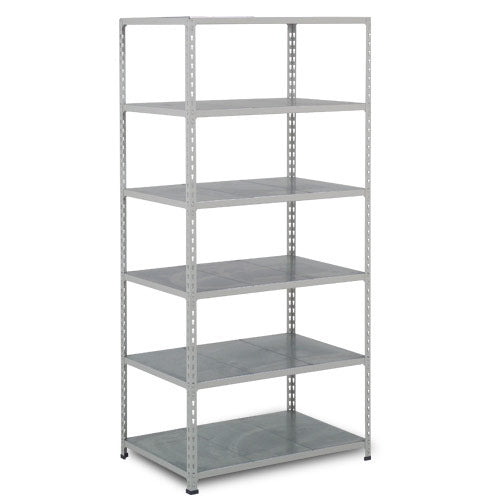Medium Duty Shelving with 6 Levels 915mm Wide galvanised shelves grey