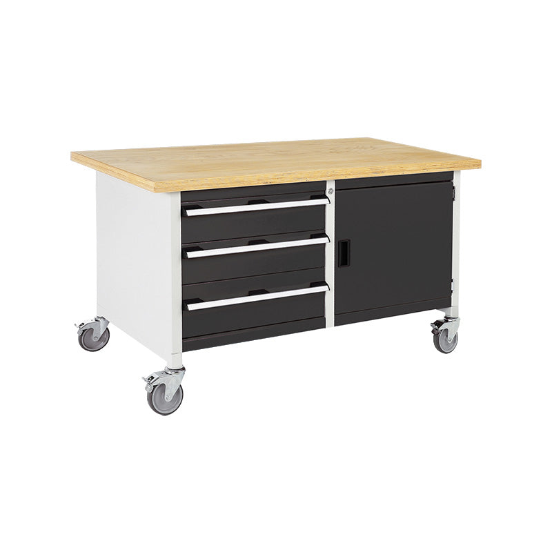 mobile workbench with cupboard and drawers