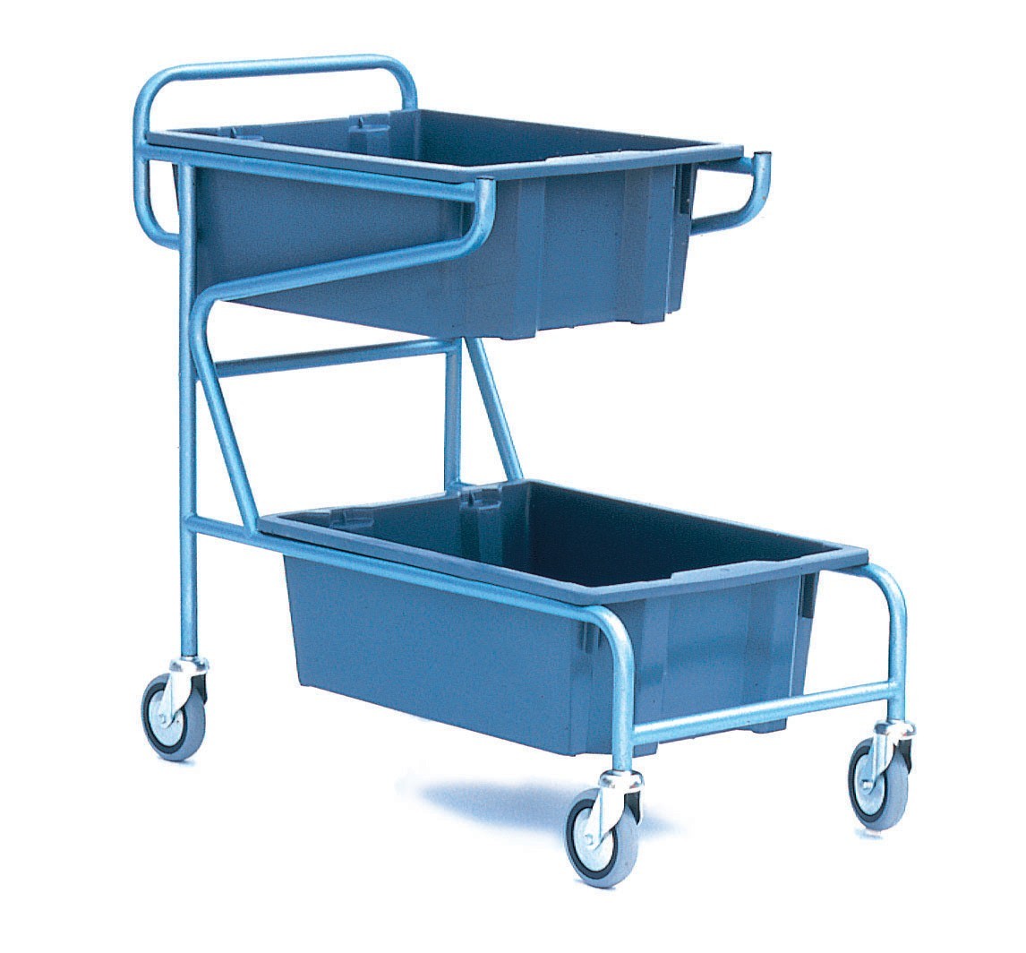 Blue Order Picking Trolley with 2 Containers