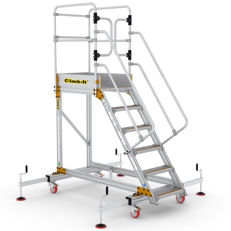 platform safety steps with adjustable stabilisers