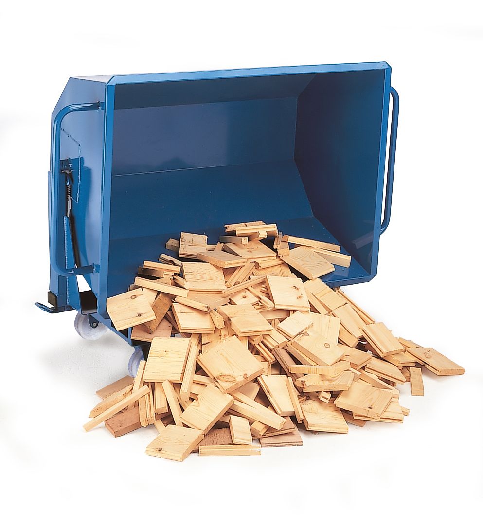 side emptying skip in use