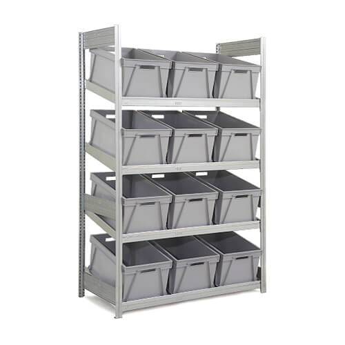 Single Depth Supply Shelving with Boxes