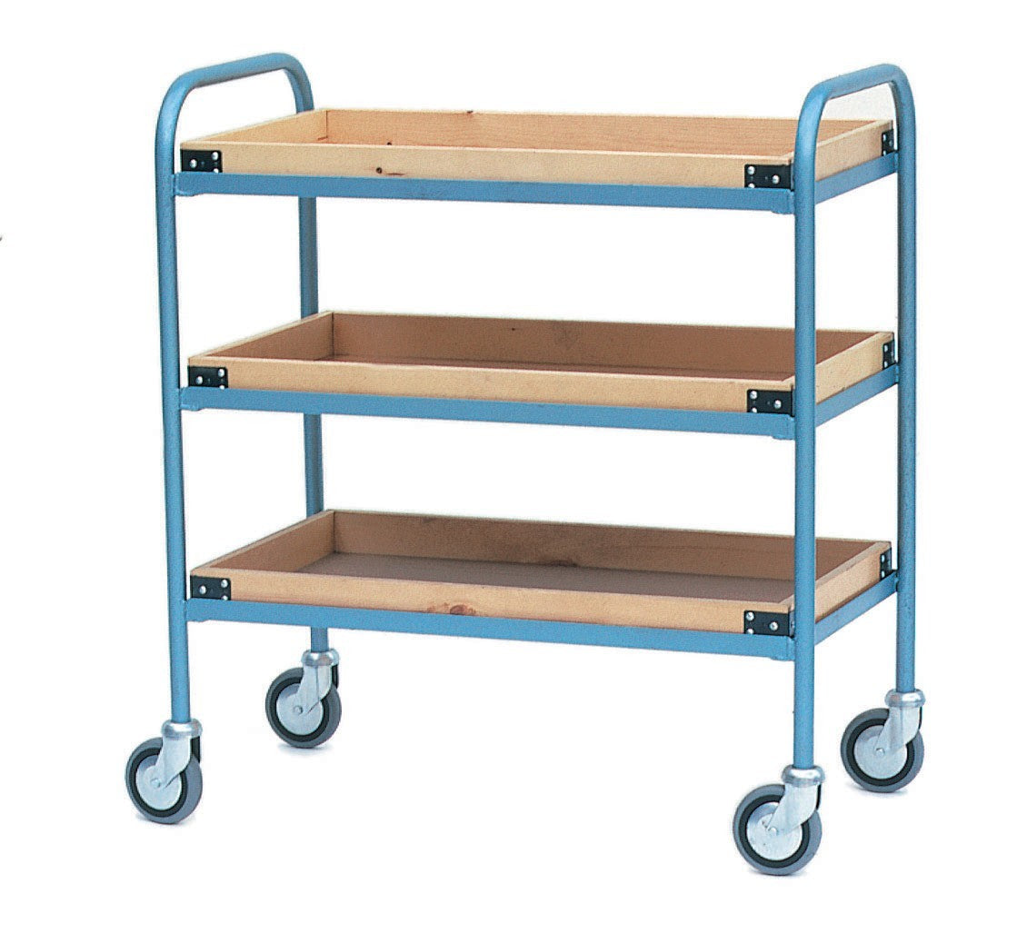 Tea Tray Trolley with 3 Wooden Trays