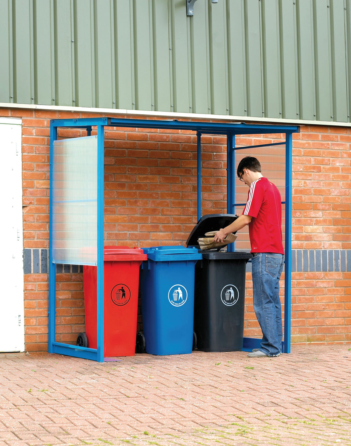 wheeled bin shelter with wheeled bins