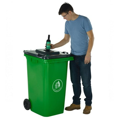wheelie bin with bottle hole lid