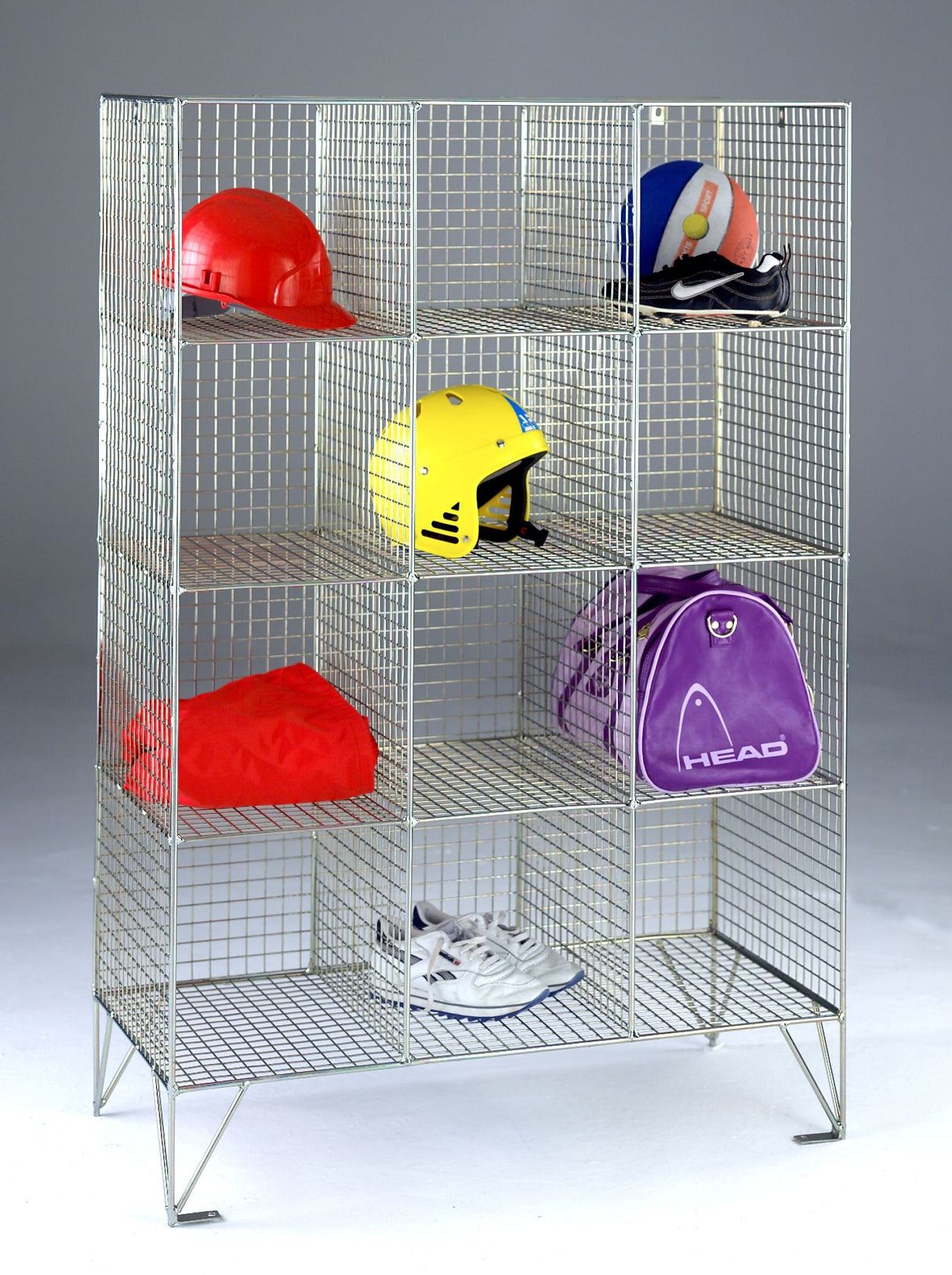 wire mesh compartment lockers - no doors