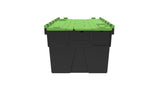 Attached Lid Containers - Black with Green Lid