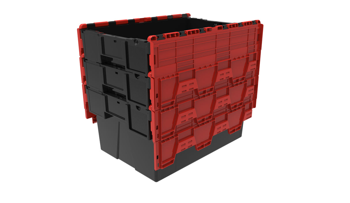 Attached Lid Containers - Black with Red Lid