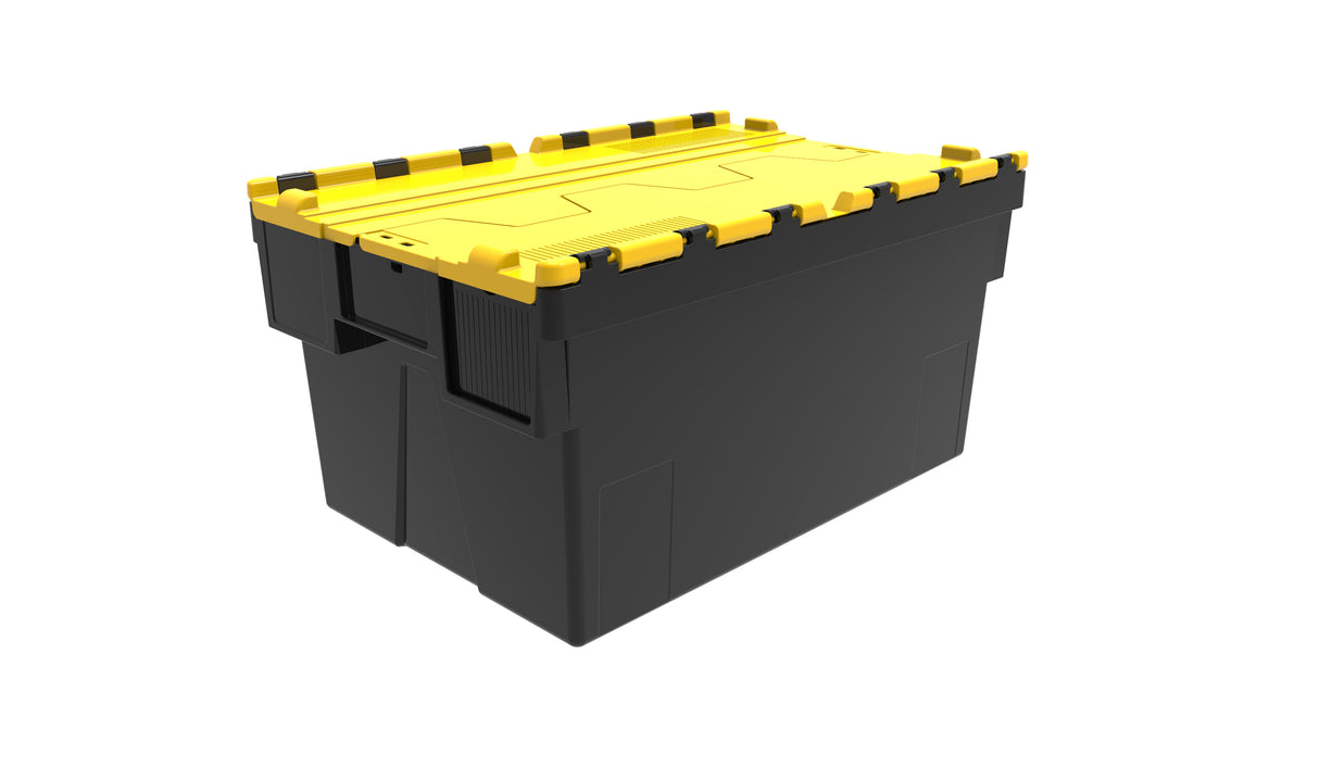 Attached Lid Containers - Black with Yellow Lid