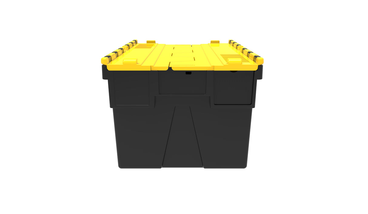 Attached Lid Containers - Black with Yellow Lid
