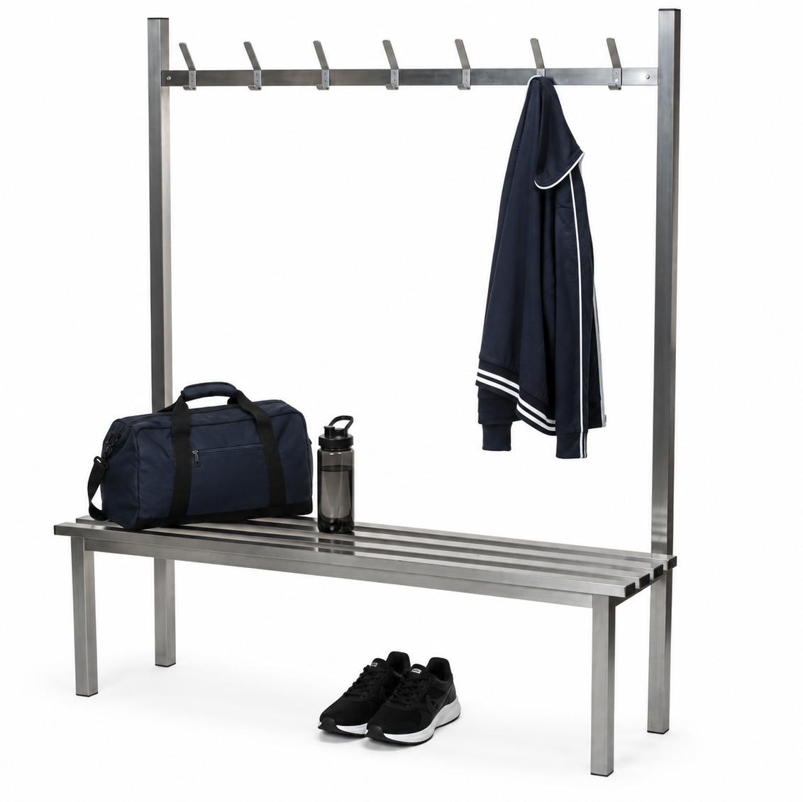 Single Sided Benches - Stainless Steel Slats & Hooks