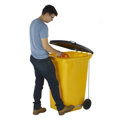 Wheelie Bin with Side Pedal in Yellow