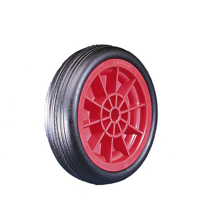 Wheels -    PBW Series (Black solid Rubber tyred wheels with Red Polypropylene centres)