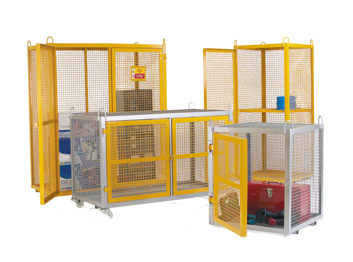 Heavy Duty Security Cages -  Galvanised - Yellow Doors