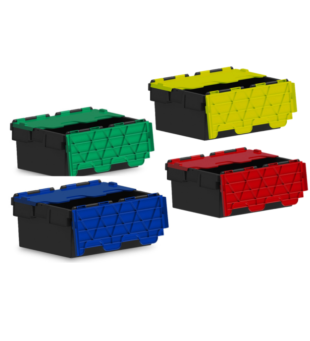 Attached Lid Containers - With coloured Lids