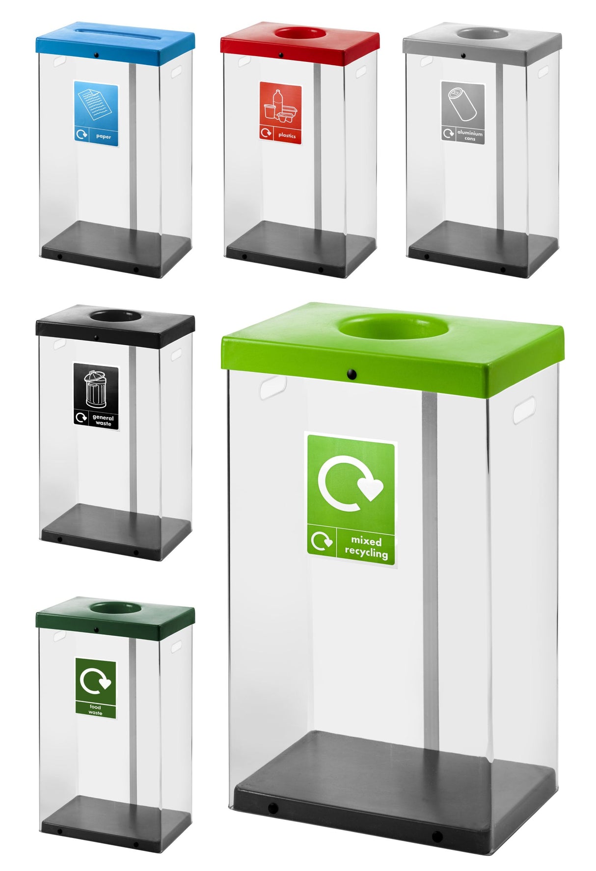 clear recycling bins