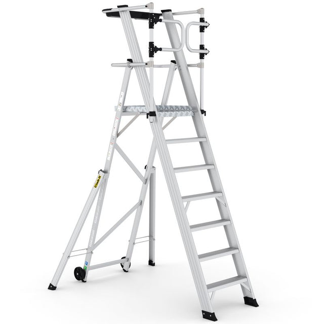 large folding platform steps with safety gates