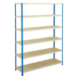 Medium Duty Shelving with 6 Levels 1525mm Wide blue grey chipboard shelves